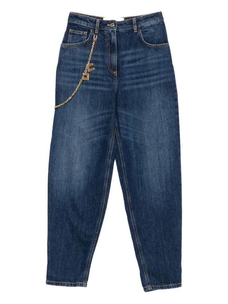 Elisabetta Franchi Balloon Fit Jeans With Jewel Chain Clothing