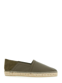 'Polo' Green Espadrillas With Braided Raphia Sole In Leather Man