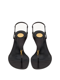 Saint Laurent Cassandra Smooth Leather Wedge Sandals Shoes