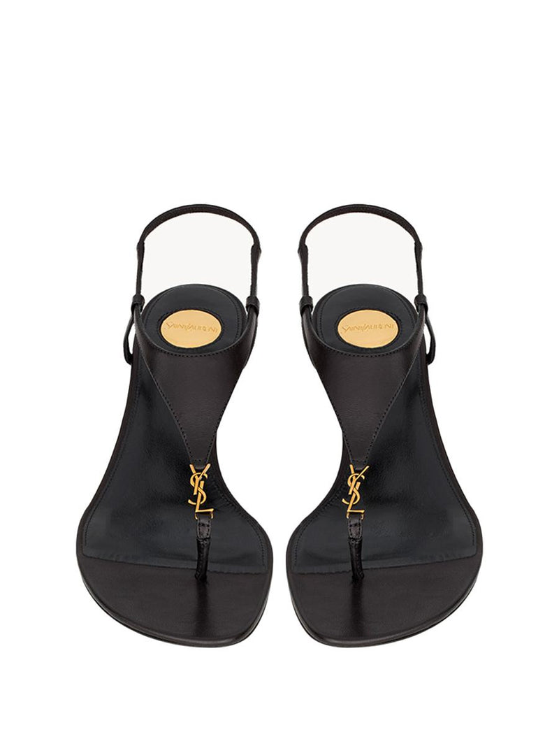 Saint Laurent Cassandra Smooth Leather Wedge Sandals Shoes