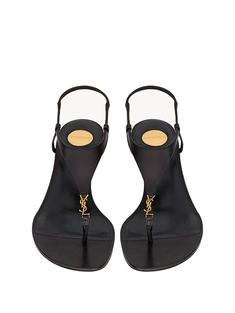 Saint Laurent Cassandra Smooth Leather Wedge Sandals Shoes