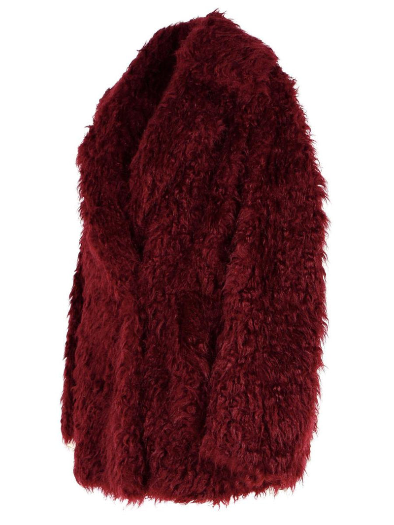 Msgm Burgundy Acrylic Blend Coat