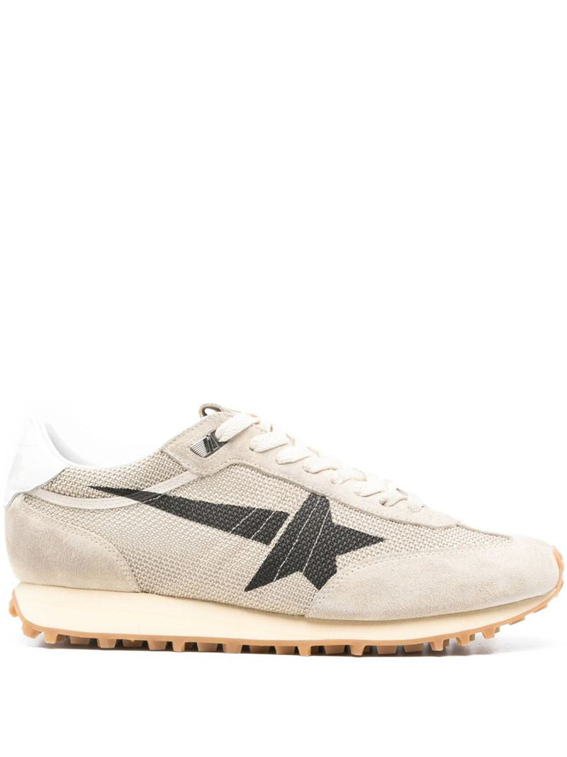 Golden Goose 'Ball Star' Sneakers In White Leather With A Side Star In Blue Suede,