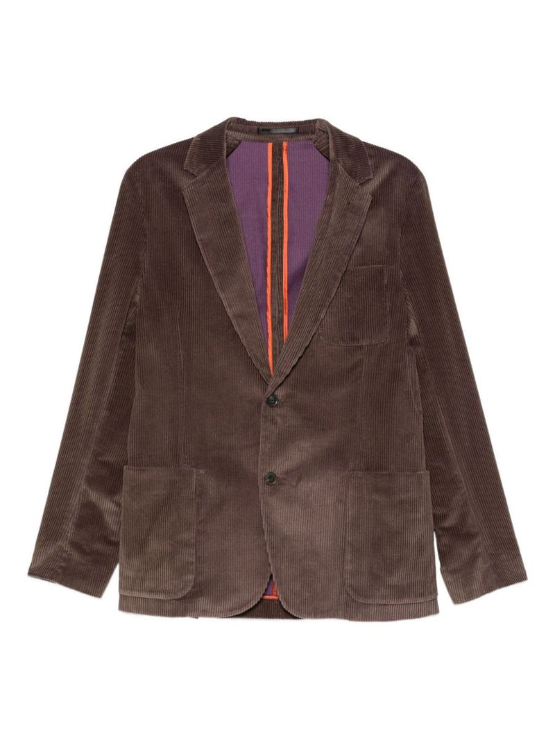 Paul Smith Brown Ribbed Cotton Single-Breasted Blazer