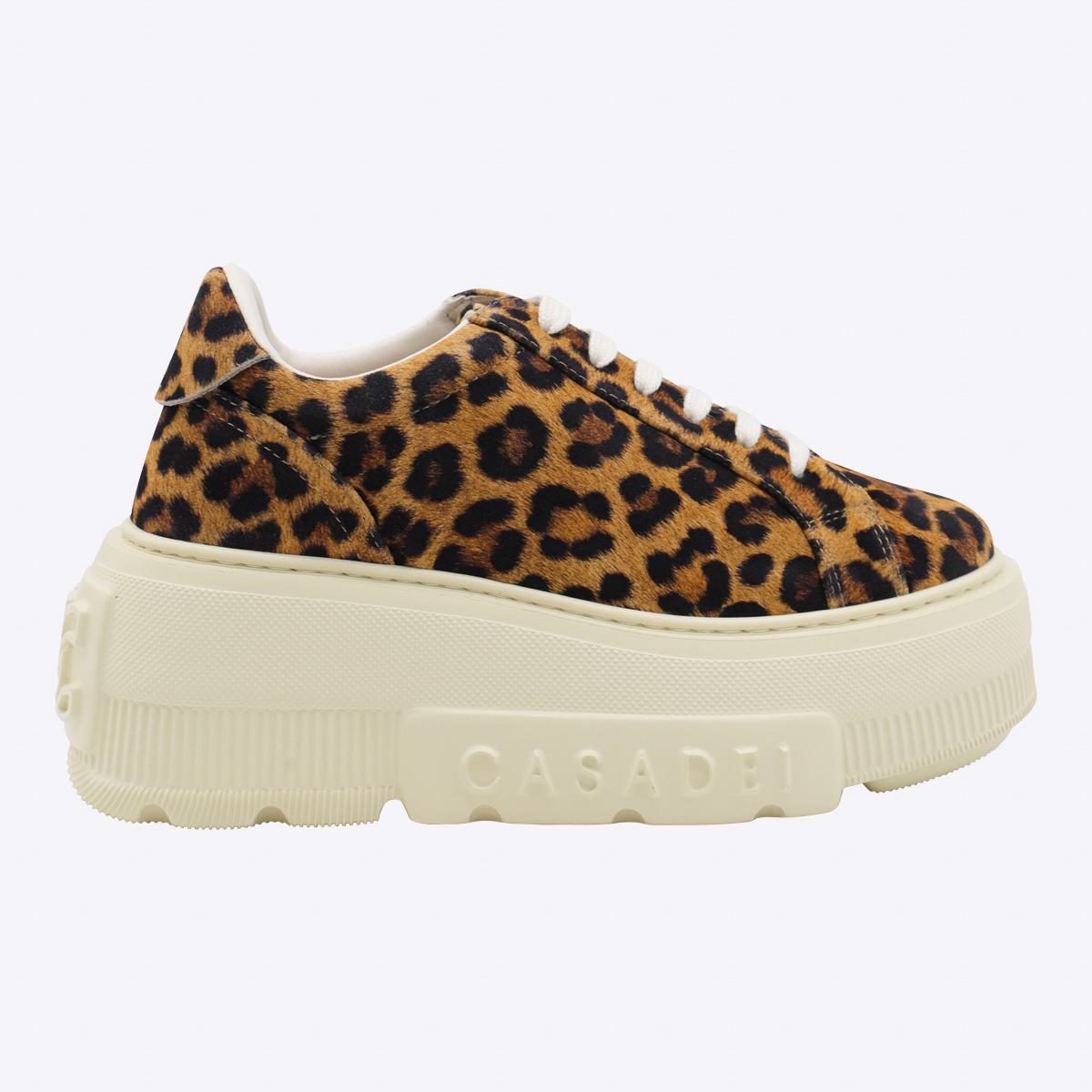 Casadei Leopard Leather Nexus Platform Sneakers