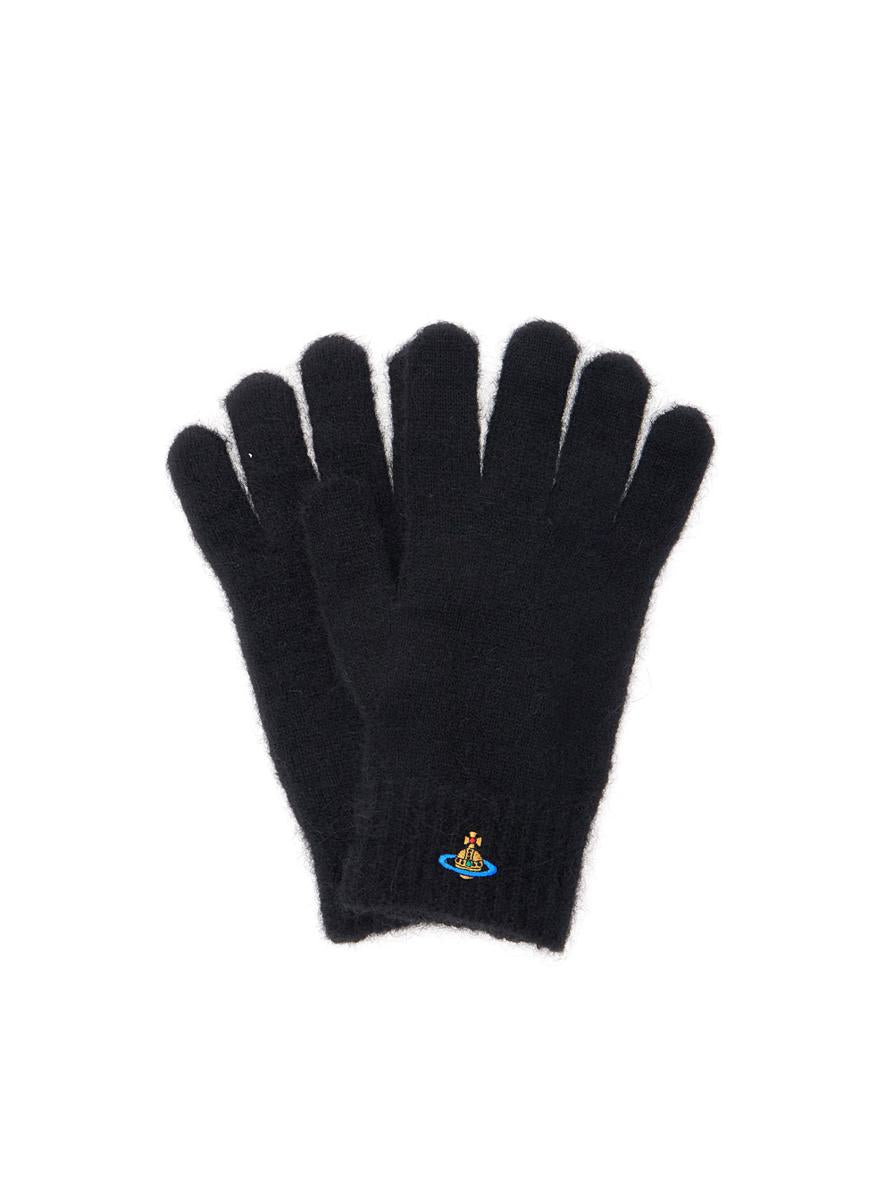 Black Gloves With Orb Logo Embroidered On The Front In Wool Blend Unisex