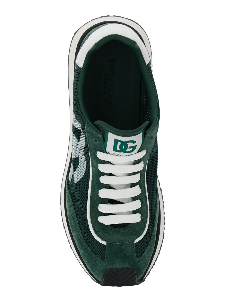 'Cushion' Green Sneakers With Logo Patch On The Tongue And Logo Detail On The Side In Suede And Fabric Man