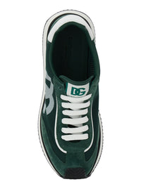 'Cushion' Green Sneakers With Logo Patch On The Tongue And Logo Detail On The Side In Suede And Fabric Man