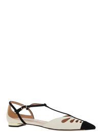 'Camille' White Ballet Shoes With Cut-Out Detail In Leather Woman