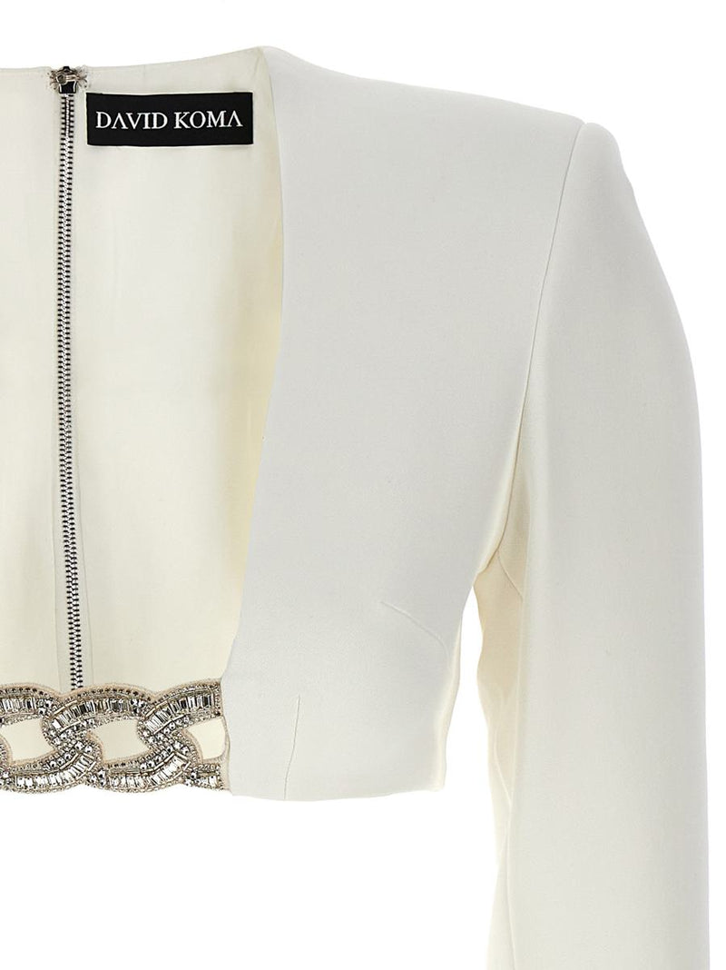 David Koma Top '3D Crystsal Chain And Square Neck'