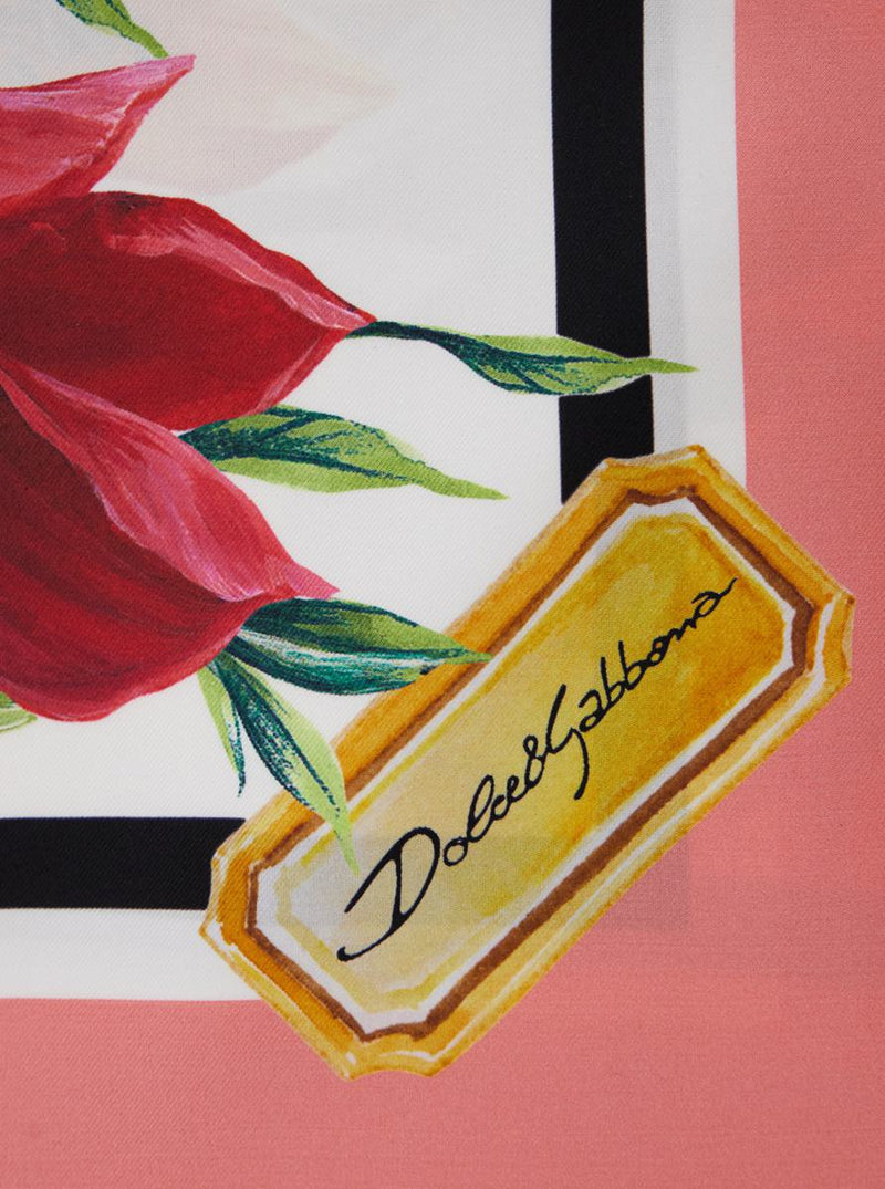 Multicolor Square Scarf With All-Over Floral Print In Silk Woman