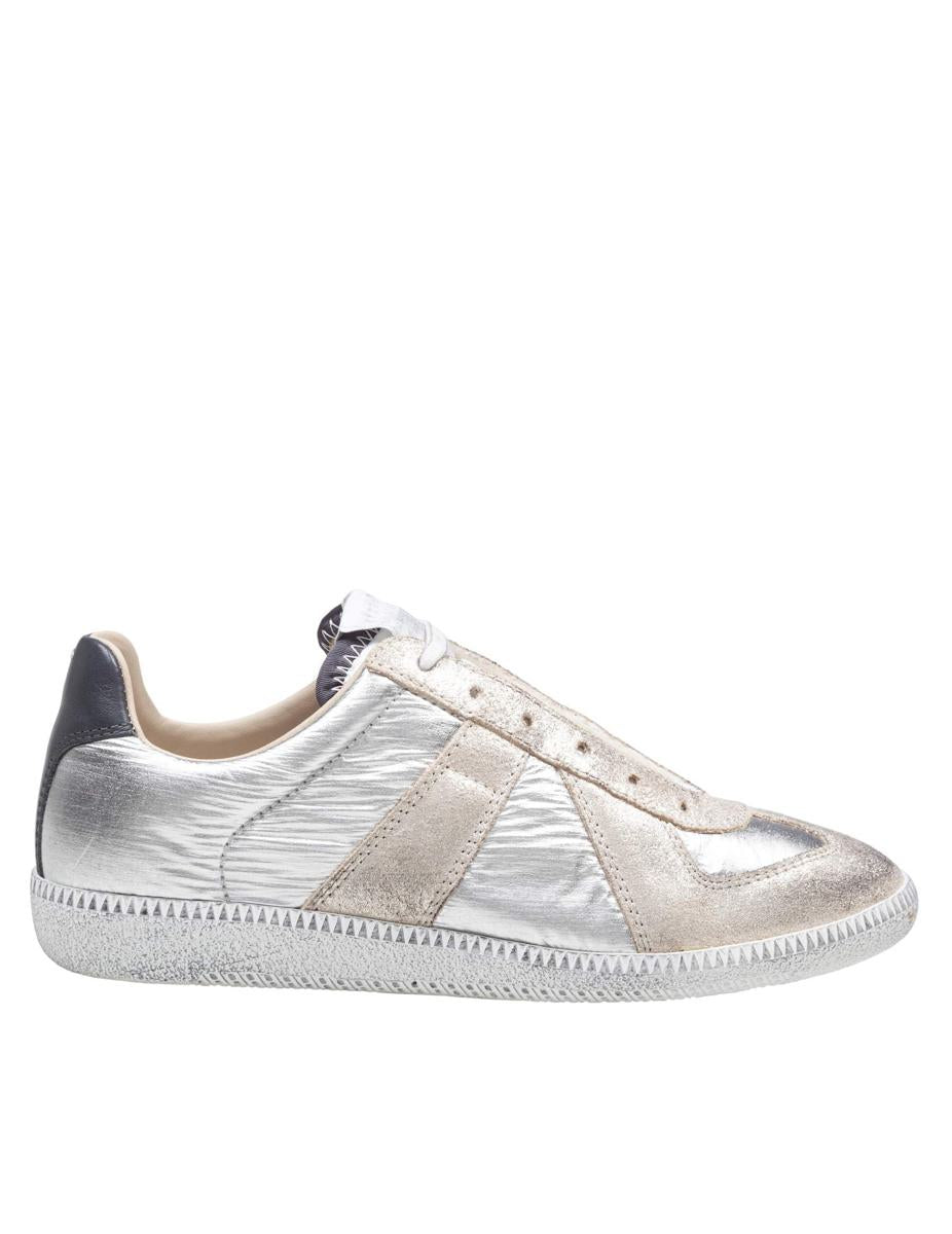 Maison Margiela Metallic Leather And Suede Sneakers