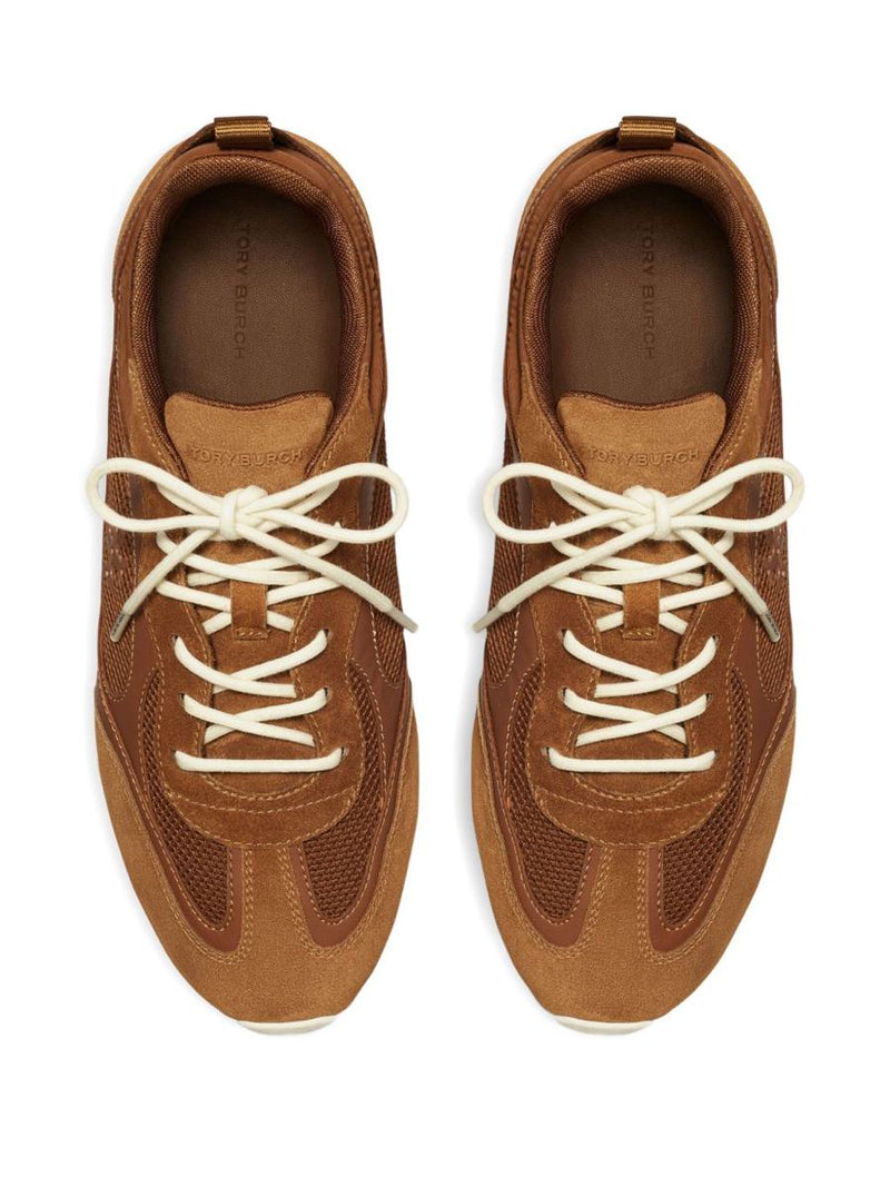 Tory Burch Brown Suede Leather Sneakers
