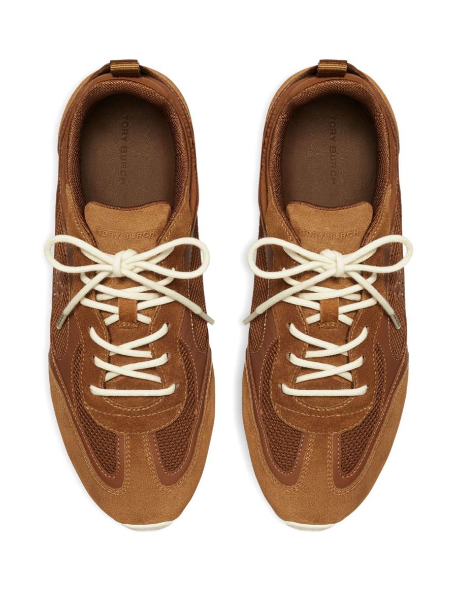 Tory Burch Brown Suede Leather Sneakers
