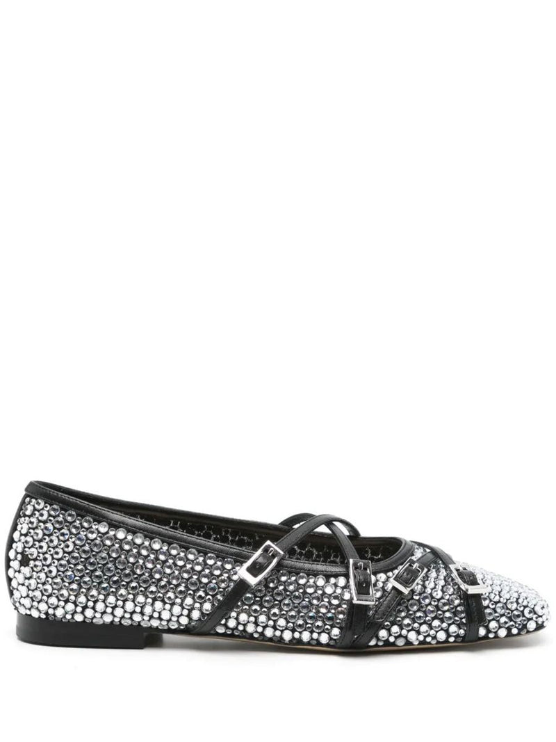 Mach & Mach Crystal Net Square Toe Ballerinas With Straps 10Mm Shoes
