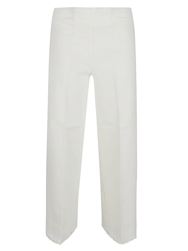 Avenue Montaigne Cropped Frayed Denim Trousers
