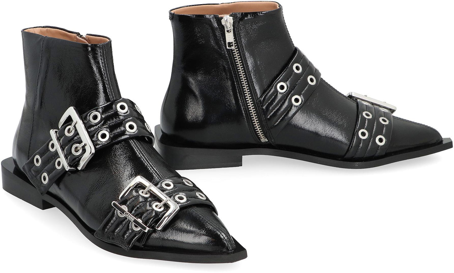 Ganni Faux Leather Ankle Boots