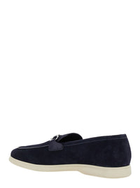 'Cosimo' Blue Loafers With Metallic Hooks On The Front In Suede Man