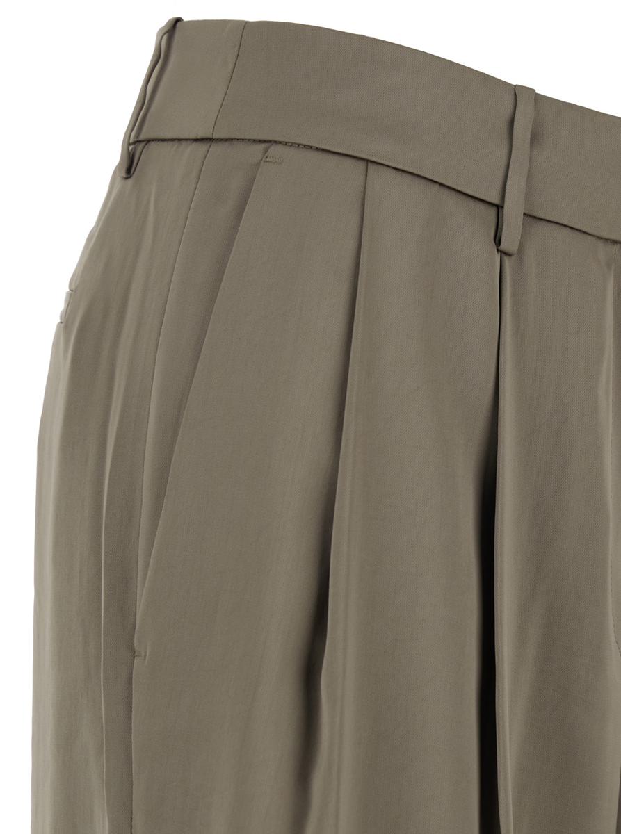 Brown Pants With Belt Loops And Wide Leg In Tech Fabric Woman