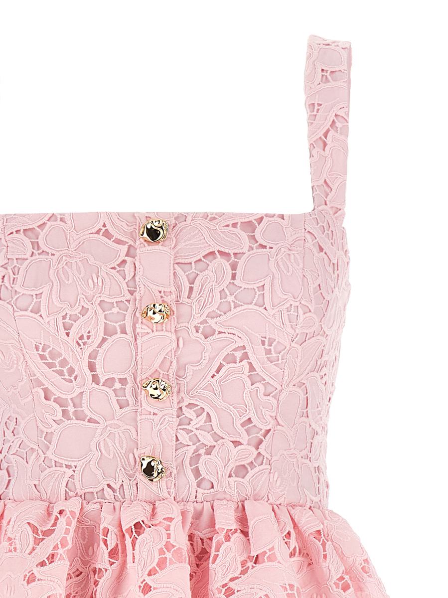 Self-Portrait 'Pink Lace Peplum Midi' Dress