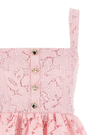 Self-Portrait 'Pink Lace Peplum Midi' Dress