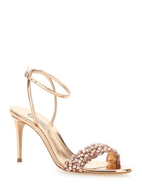 'Starlink' Pink Sandals With High Stiletto Heel And Braided Embellishment In Ecoleather Woman