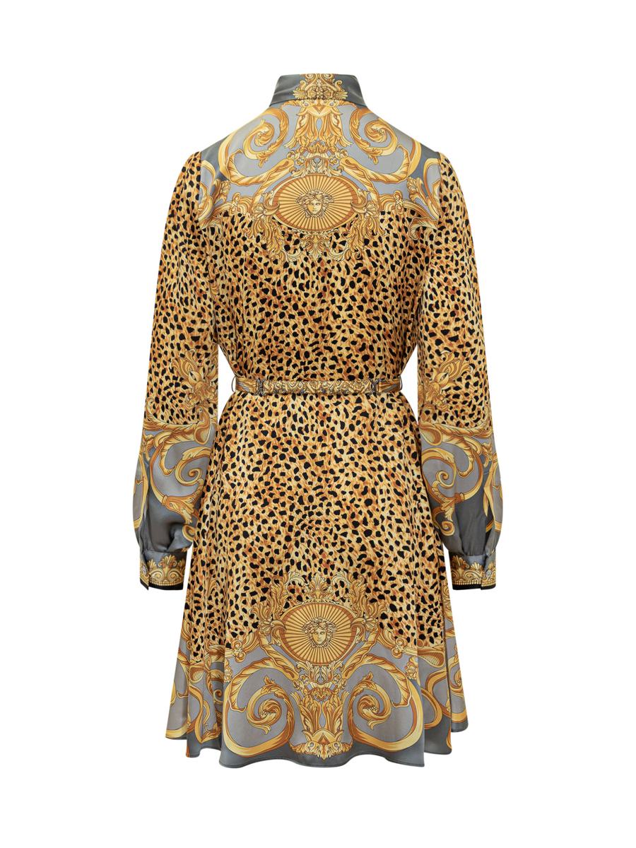 Versace Versace Baroque Silk Animalier Short Dress