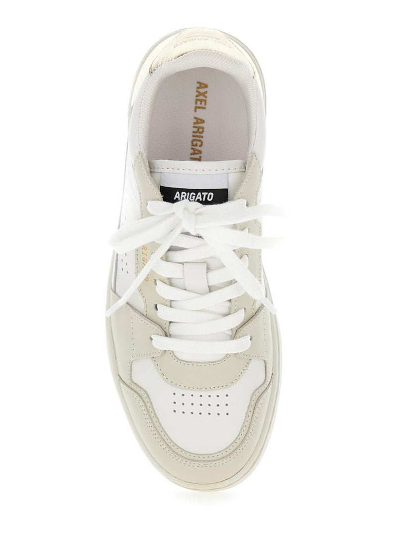 'Dice Lo' White Sneakers With Logo Detail And Metallic Heel Tab In Suede And Leather Woman