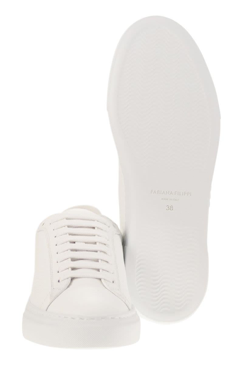 Fabiana Filippi Leather Trainers With Diamond Thread