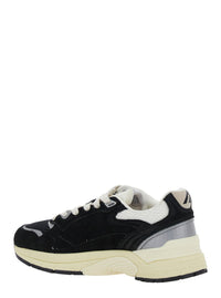 'Hyperway' Black Low Top Sneakers With Logo Patch On Tongue And Side In Suede And Mesh Woman