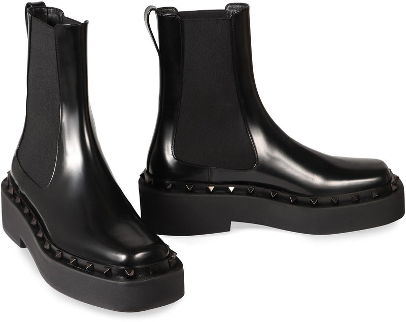 Valentino Garavani Rockstud M-Way Leather Chelsea Boots