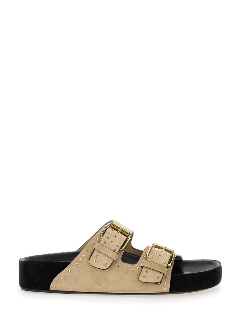 'Lennyo' Beige Slip-On Sandals With Stud Details In Suede Woman