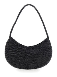 Black Crossbody Bag With Concealed Magnetic Closure And Interwoven Design In Leather Woman