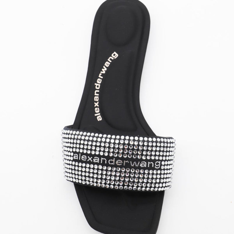 Alexander Wang Black And Silver Leather Sandals