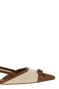 Stuart Weitzman Kitty - Leather And Linen Slingback