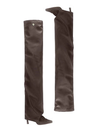 'Robin Okt' Brown Boots With High Stiletto Heel And Ruched Detail In Leather Woman