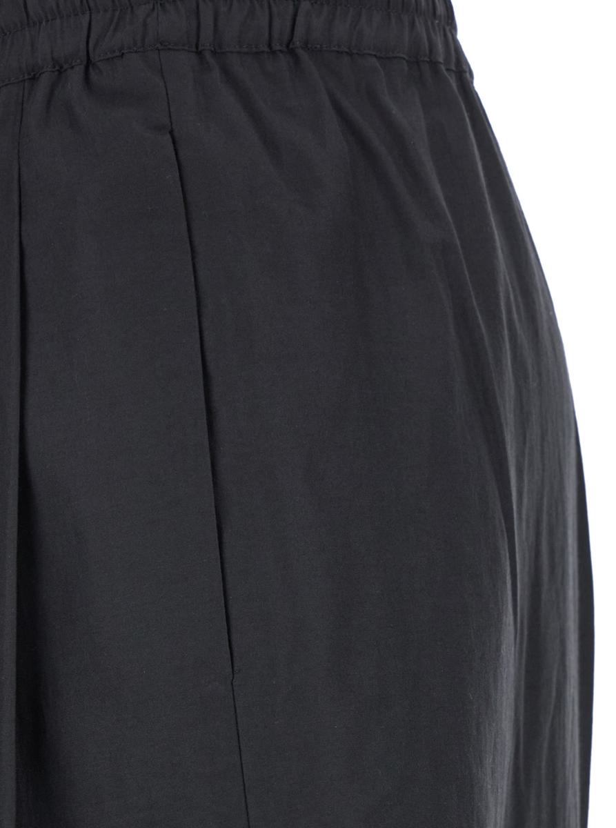 Black Pants With Cannon Pleats And Elastic Waist With Drawstring In Cotton Blend Woman