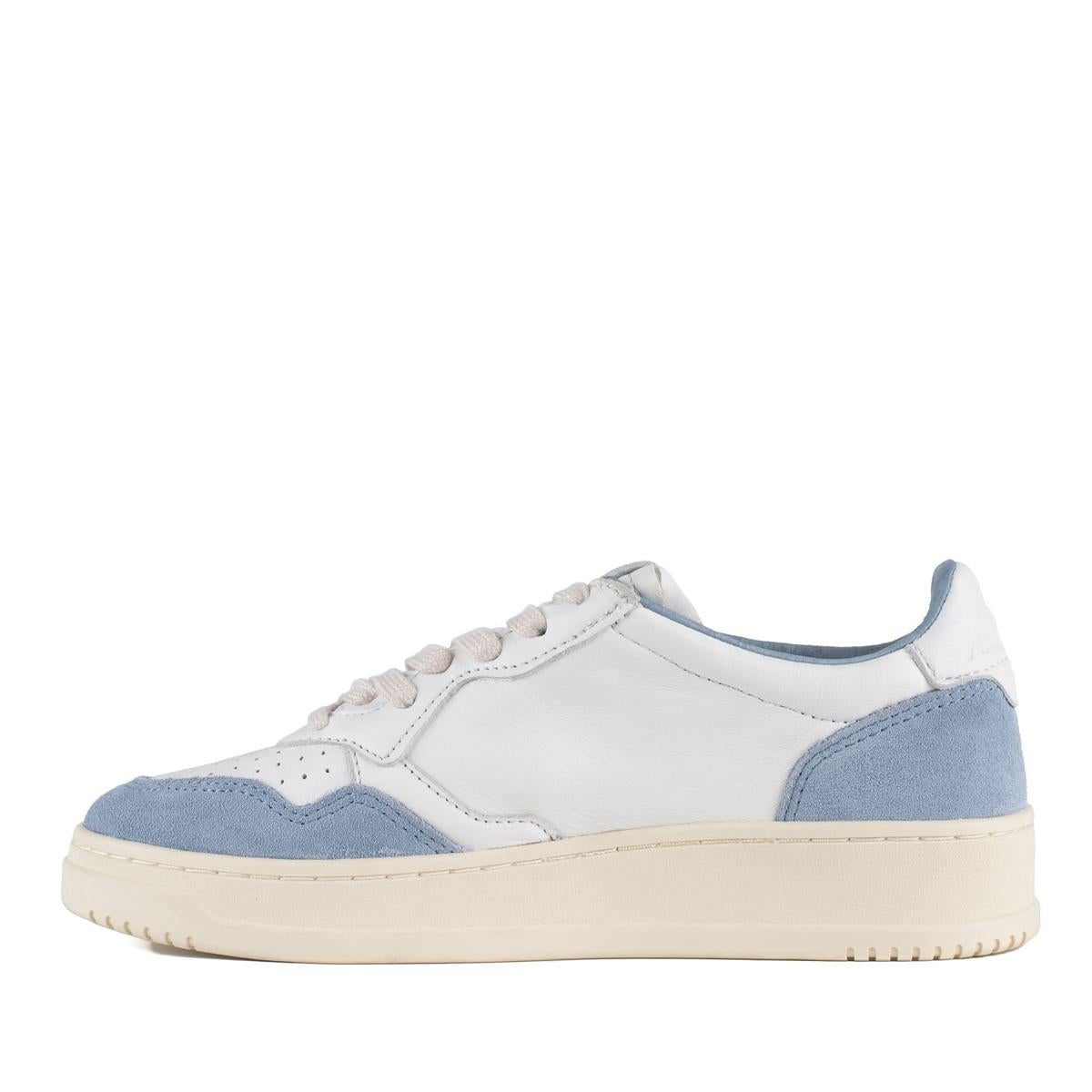 Autry White And Light Blue Leather And Suede Medalist Low Sneakers