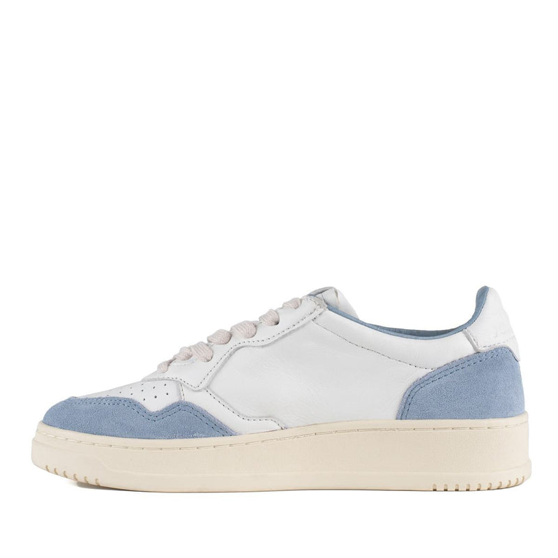 Autry White And Light Blue Leather And Suede Medalist Low Sneakers