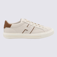 Hogan White And Beige Leather Sneakers