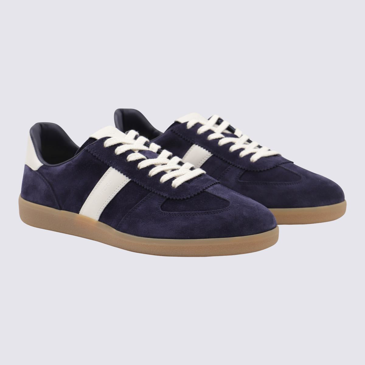 Tom Ford Navy Leather Sneakers