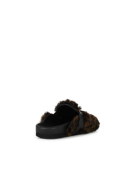 Moschino Brown Leather Blend Slippers