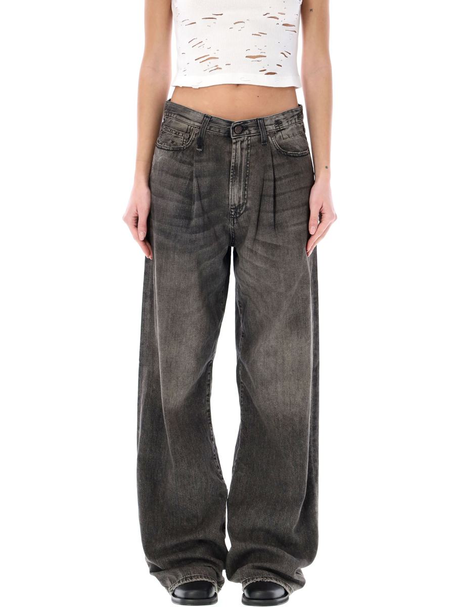 R13 Damon Pleated Wide Leg Jean