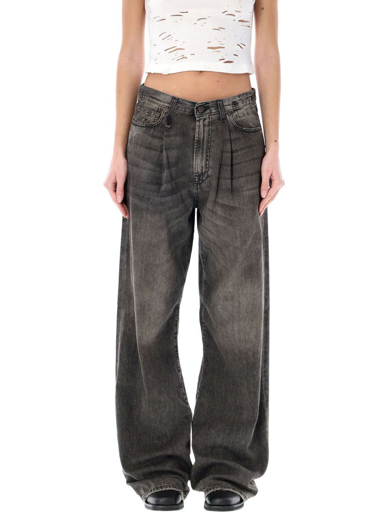 R13 Damon Pleated Wide Leg Jean