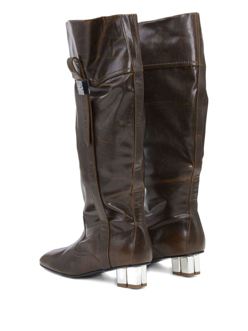 Ganni Dark Olive Knee-High Boots