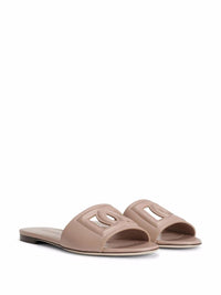 Dolce & Gabbana Dg Logo Leather Flat Sandals
