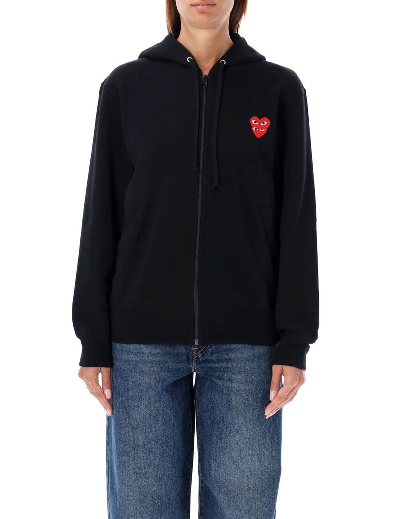 Comme Des Garçons Play Zipped Hoodie With Double Heart Patch