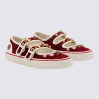 Valentino Garavani Burgundy And White Leather Sneakers