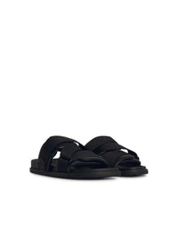 Moncler Black Leather Blend Sandals
