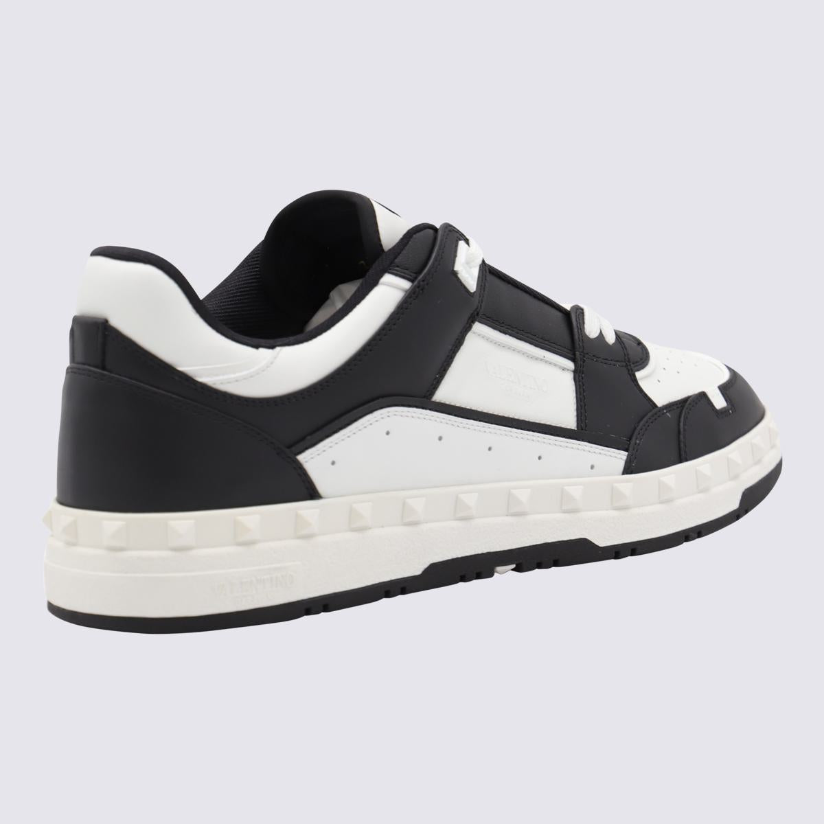 Valentino Garavani Black And White Leather Sneakers
